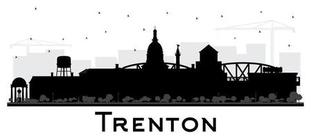 silueta del horizonte de la ciudad de trenton new jersey con edificios negros aislados en blanco. vector