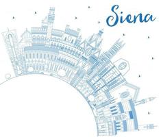 Outline Siena Tuscany Italy City Skyline with Blue Buildings and Copy Space. vector