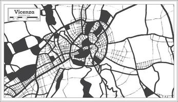 mapa de la ciudad de vicenza italia en color blanco y negro en estilo retro. esquema del mapa. vector