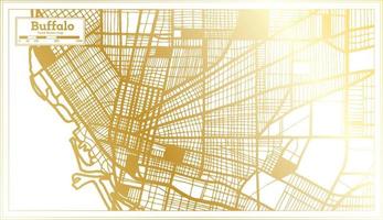 mapa de la ciudad de buffalo usa en estilo retro en color dorado. esquema del mapa. vector