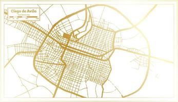 Ciego de Avila Cuba City Map in Retro Style in Golden Color. Outline Map. vector
