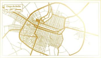 Ciego de Avila Cuba City Map in Retro Style in Golden Color. Outline Map. vector