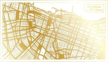 Fortaleza Brazil City Map in Retro Style in Golden Color. Outline Map. vector