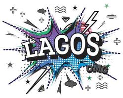 Lagos Comic Text in Pop Art Style Isolated on White Background. vector