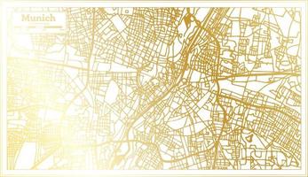 Munich Germany City Map in Retro Style in Golden Color. Outline Map. vector