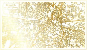 mapa de la ciudad de munich alemania en estilo retro en color dorado. esquema del mapa. vector