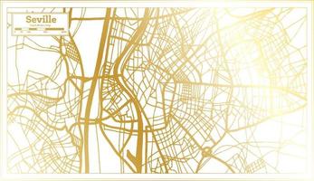 Seville Spain City Map in Retro Style in Golden Color. Outline Map. vector