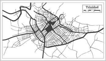 mapa de la ciudad de trinidad cuba en color blanco y negro en estilo retro. esquema del mapa. vector