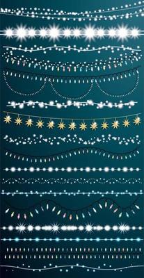 Christmas String Lights Set. New Year Neon Garland.