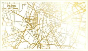 mapa de la ciudad de padua italia en estilo retro en color dorado. esquema del mapa. vector