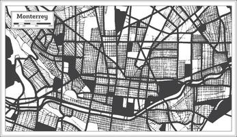 mapa de la ciudad de monterrey méxico en color blanco y negro en estilo retro. esquema del mapa. vector