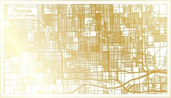 mapa de la ciudad de phoenix usa en estilo retro en color dorado. esquema del mapa. vector