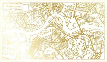 mapa de la ciudad de rotterdam holanda en estilo retro en color dorado. esquema del mapa. vector