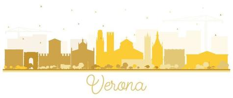 Verona Italy City Skyline Silhouette with Golden Buildings Isolated on White. vector