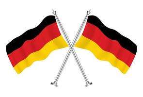 Crossed Flags of Germany. Isolated Wave Flags of Germany Country. vector