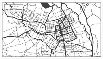 mapa de la ciudad de esparta grecia en color blanco y negro en estilo retro. esquema del mapa. vector