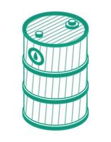 Isometric Outline Oil Barrel. Isolated Object. vector