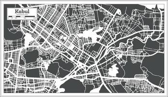 mapa de la ciudad de kabul afganistán en color blanco y negro en estilo retro. esquema del mapa. vector