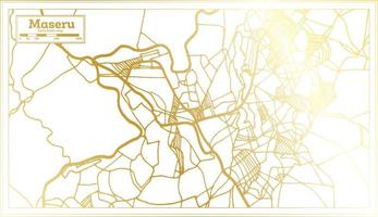 mapa de la ciudad de maseru lesotho en estilo retro en color dorado. esquema del mapa. vector