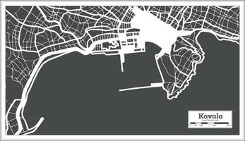 mapa de la ciudad de kavala grecia en estilo retro. esquema del mapa. vector