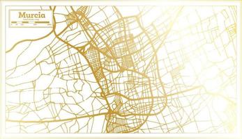 Murcia Spain City Map in Retro Style in Golden Color. Outline Map. vector