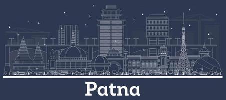 delinear el horizonte de la ciudad de patna india con edificios blancos. vector