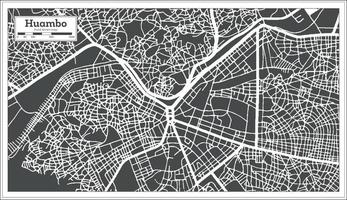 mapa de la ciudad de huambo angola en color blanco y negro en estilo retro. esquema del mapa. vector