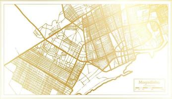 Mogadishu Somalia City Map in Retro Style in Golden Color. Outline Map. vector