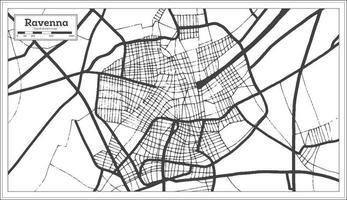 mapa de la ciudad de ravenna italy en color blanco y negro en estilo retro. esquema del mapa. vector