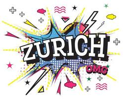 Zurich Comic Text in Pop Art Style Isolated on White Background. vector