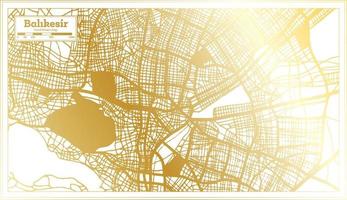 mapa de la ciudad de balikesir turquía en estilo retro en color dorado. esquema del mapa. vector