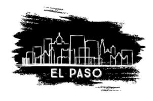 El Paso Texas USA City Skyline Silhouette. Hand Drawn Sketch. vector