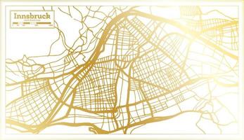 mapa de la ciudad de innsbruck austria en estilo retro en color dorado. esquema del mapa. vector