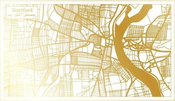 Hartford USA City Map in Retro Style in Golden Color. Outline Map. vector