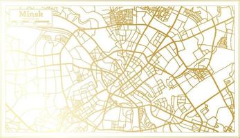 Minsk Belarus City Map in Retro Style in Golden Color. Outline Map. vector