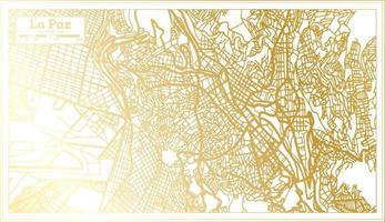 mapa de la ciudad de la paz bolivia en estilo retro en color dorado. esquema del mapa. vector