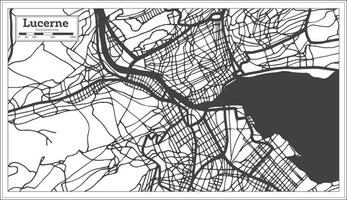 mapa de la ciudad de lucerna suiza en color blanco y negro en estilo retro. vector