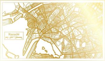 Karachi Pakistan City Map in Retro Style in Golden Color. Outline Map. vector