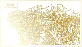 Beirut Lebanon City Map in Retro Style in Golden Color. Outline Map. vector