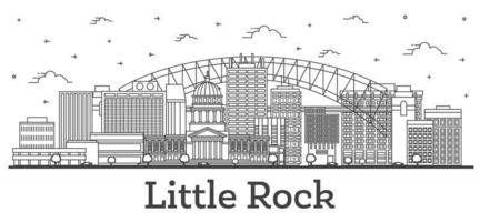 Outline Little Rock Arkansas City Skyline with Modern Buildings Isolated on White. vector