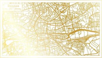 Rennes France City Map in Retro Style in Golden Color. Outline Map. vector
