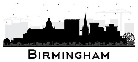 Birmingham UK City Skyline Silhouette with Black Buildings Isolated on White. vector