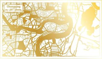 Chongqing China City Map in Retro Style in Golden Color. Outline Map. vector