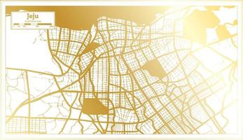 Jeju South Korea City Map in Retro Style in Golden Color. Outline Map. vector