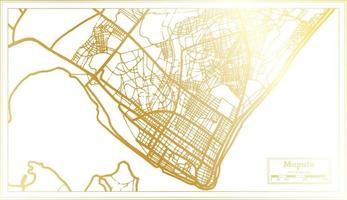 mapa de la ciudad de maputo mozambique en estilo retro en color dorado. esquema del mapa. vector