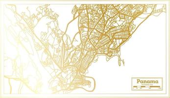 Panama City Map in Retro Style in Golden Color. Outline Map. vector