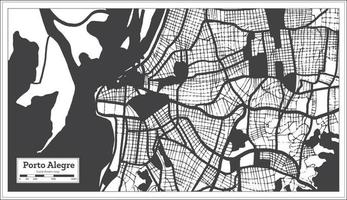 mapa de la ciudad de porto alegre brasil en color blanco y negro en estilo retro. esquema del mapa. vector