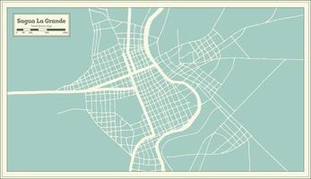 Sagua La Grande Cuba City Map in Retro Style. Outline Map. vector