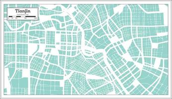 Tianjin China City Map in Retro Style. Outline Map. vector