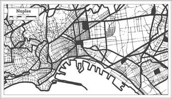 mapa de la ciudad de nápoles italia en color blanco y negro en estilo retro. esquema del mapa. vector